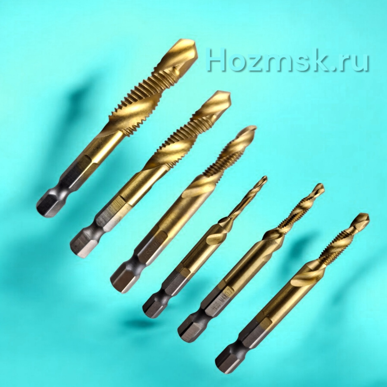 Сверла с метчиком HSS 6 предметов, М 3-М 10, шестигранный хвостовик, "MAXIMUM" MX 15609 оптом